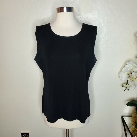 Misook Women's Black Sleeveless Knit Tank Top Size Large